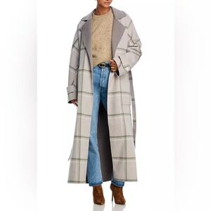 10 Crosby Derek Lam Leone Gray Plaid Trench Coat reversible